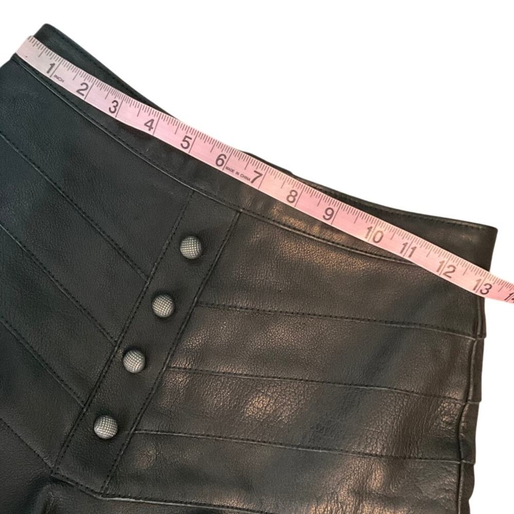 Aje. Ambrosio Black Leather Mini Ruffle, Flat Chevron Yoke Skirt Sz. AU 8 / US 4 - Picture 10 of 12